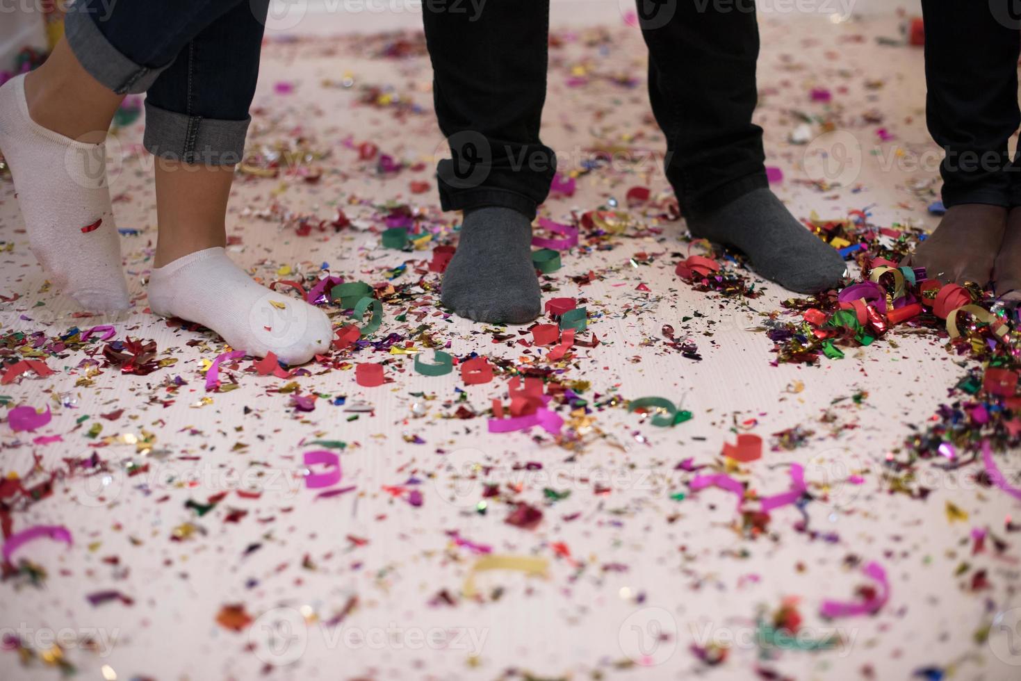 confetti party multiethnic group of people photo