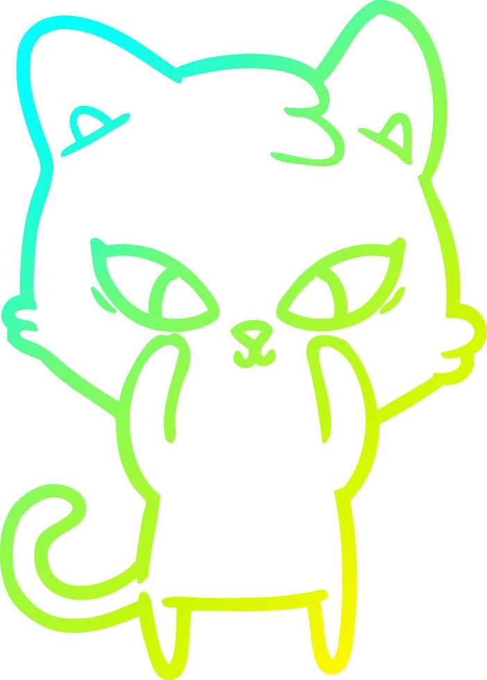 línea de gradiente frío dibujo lindo gato de dibujos animados vector
