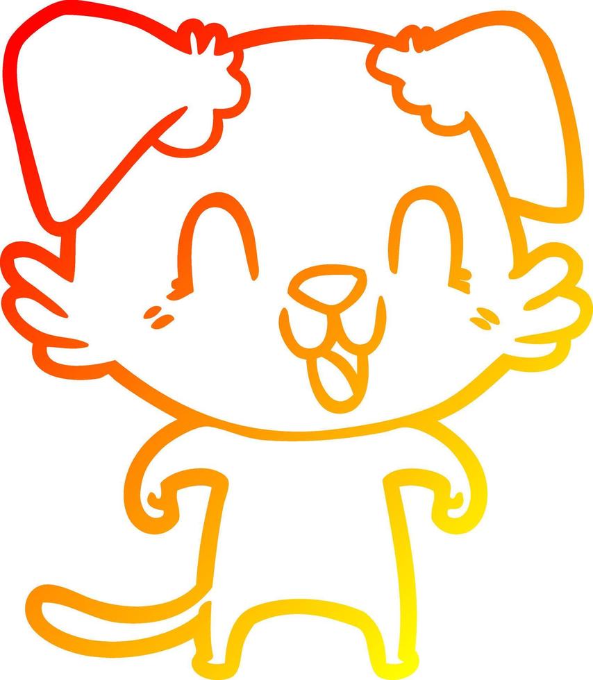 warm gradient line drawing laughing cartoon dog vector