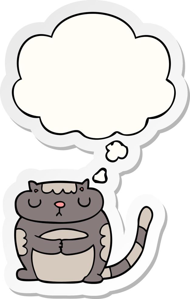 cute cartoon cat and thought bubble as a printed sticker vector