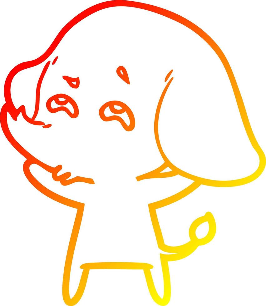 warm gradient line drawing cartoon elephant remembering vector
