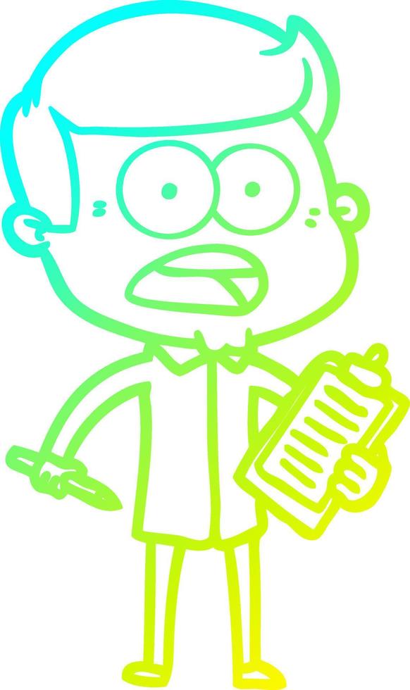 cold gradient line drawing cartoon shocked man vector