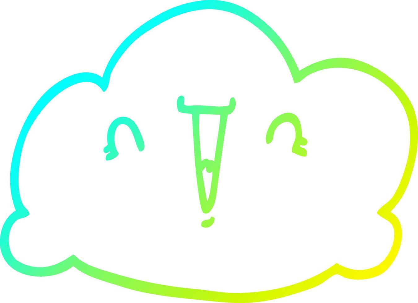 nube de dibujos animados de dibujo de línea de gradiente frío vector