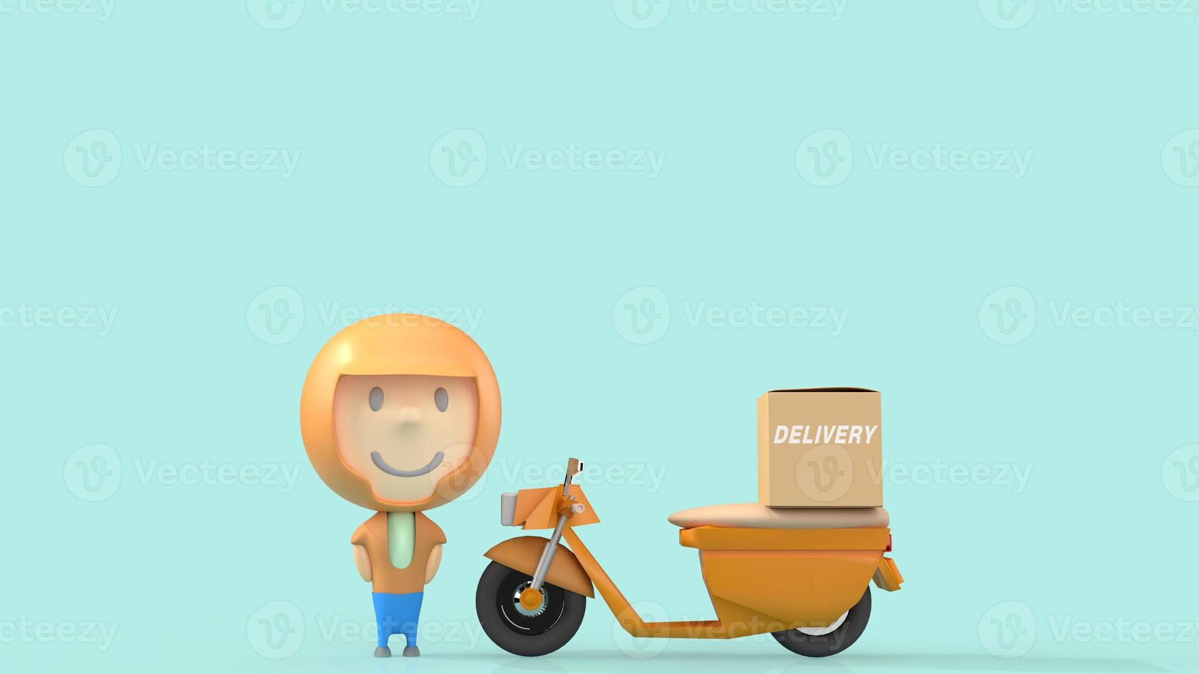 man and  bike delivery 3d rendering for  transport  content. photo