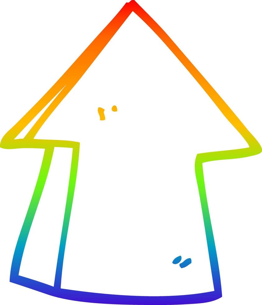 rainbow gradient line drawing cartoon pointing arrow vector