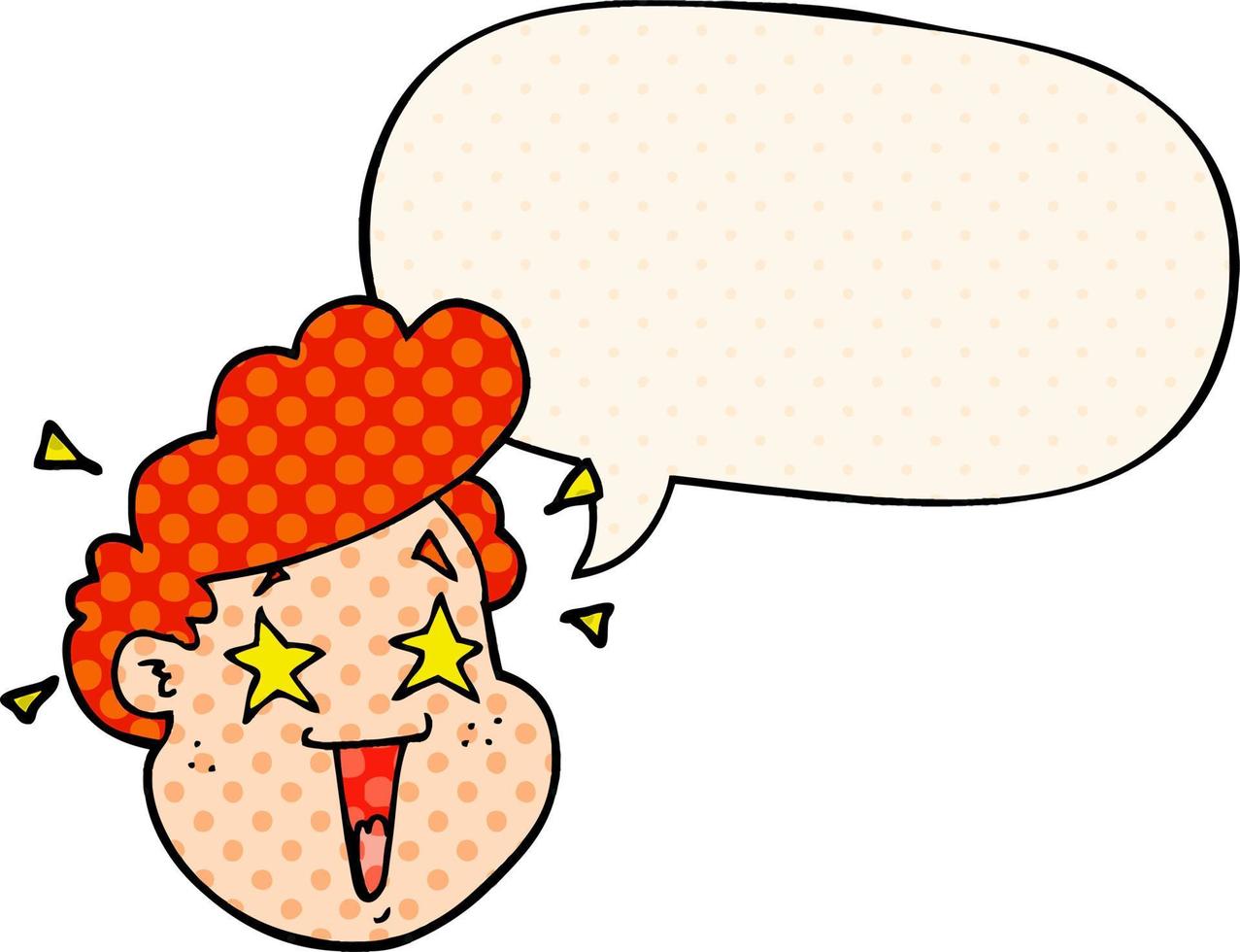 cartoon happy face and speech bubble in comic book style vector