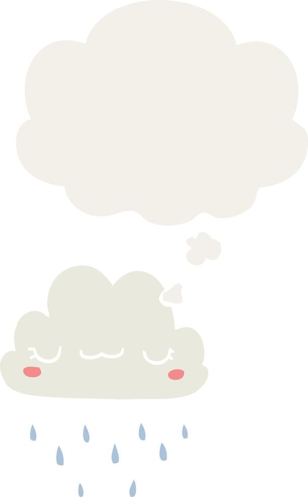 cartoon storm cloud and thought bubble in retro style vector