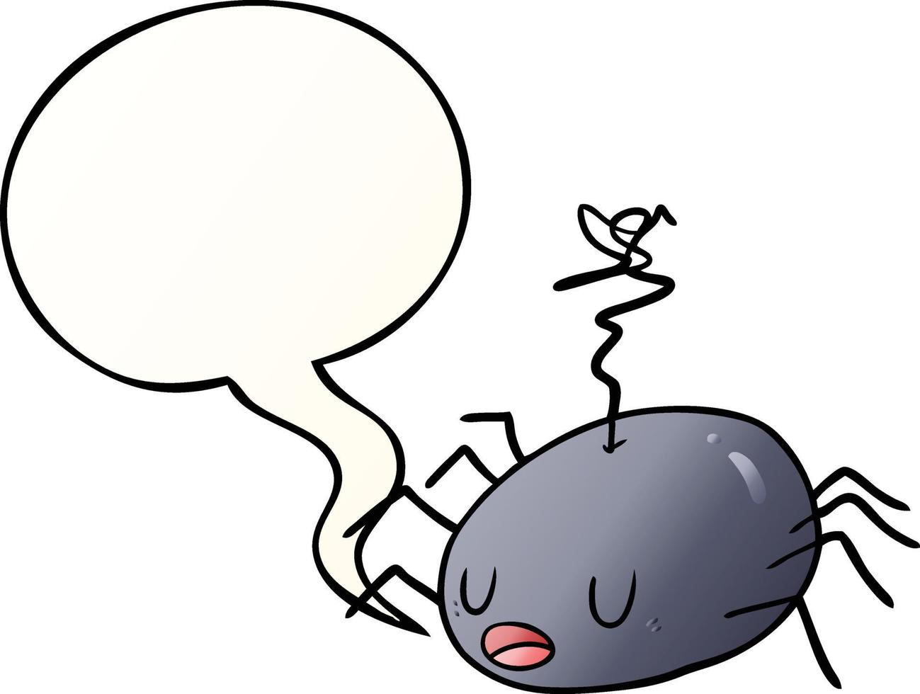 cartoon halloween spider and speech bubble in smooth gradient style vector
