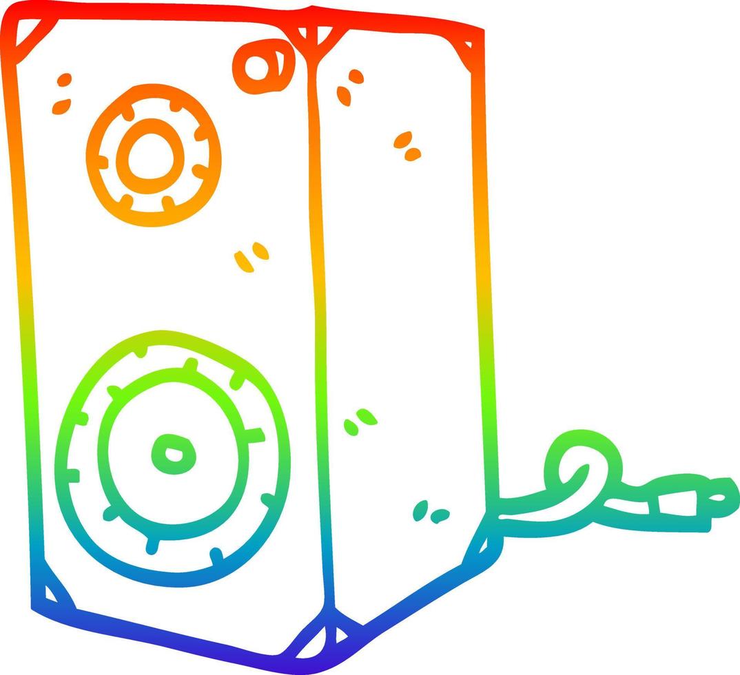rainbow gradient line drawing cartoon speaker box vector