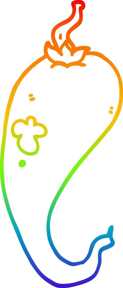 rainbow gradient line drawing cartoon chili pepper vector