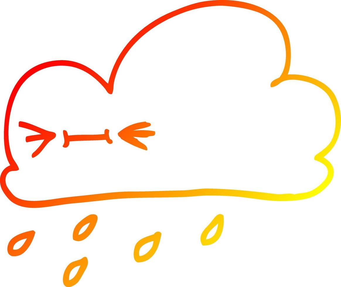 warm gradient line drawing cartoon happy grey cloud vector