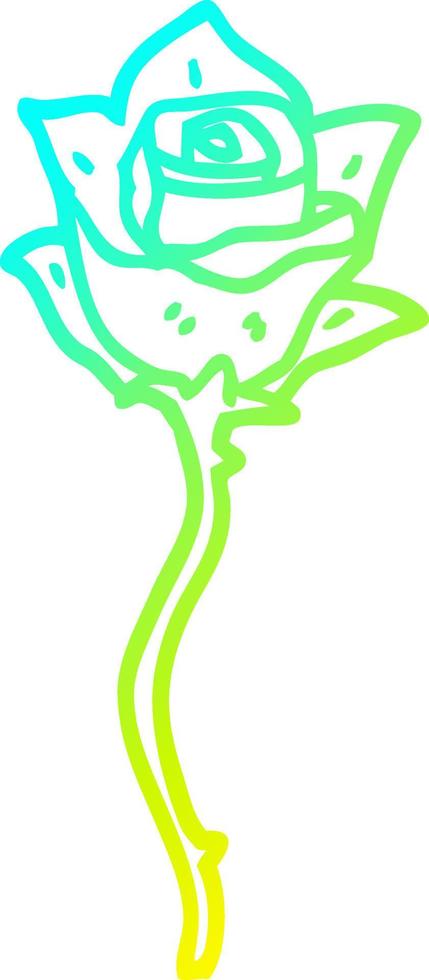 cold gradient line drawing cartoon white rose vector