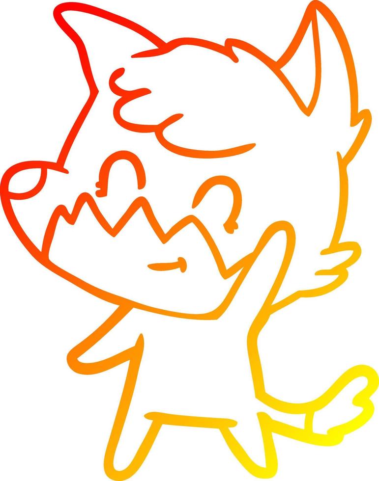 warm gradient line drawing cartoon friendly fox vector