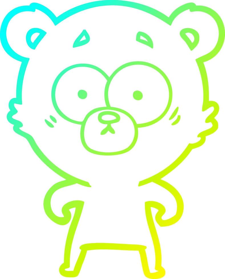 cold gradient line drawing surprised bear cartoon vector