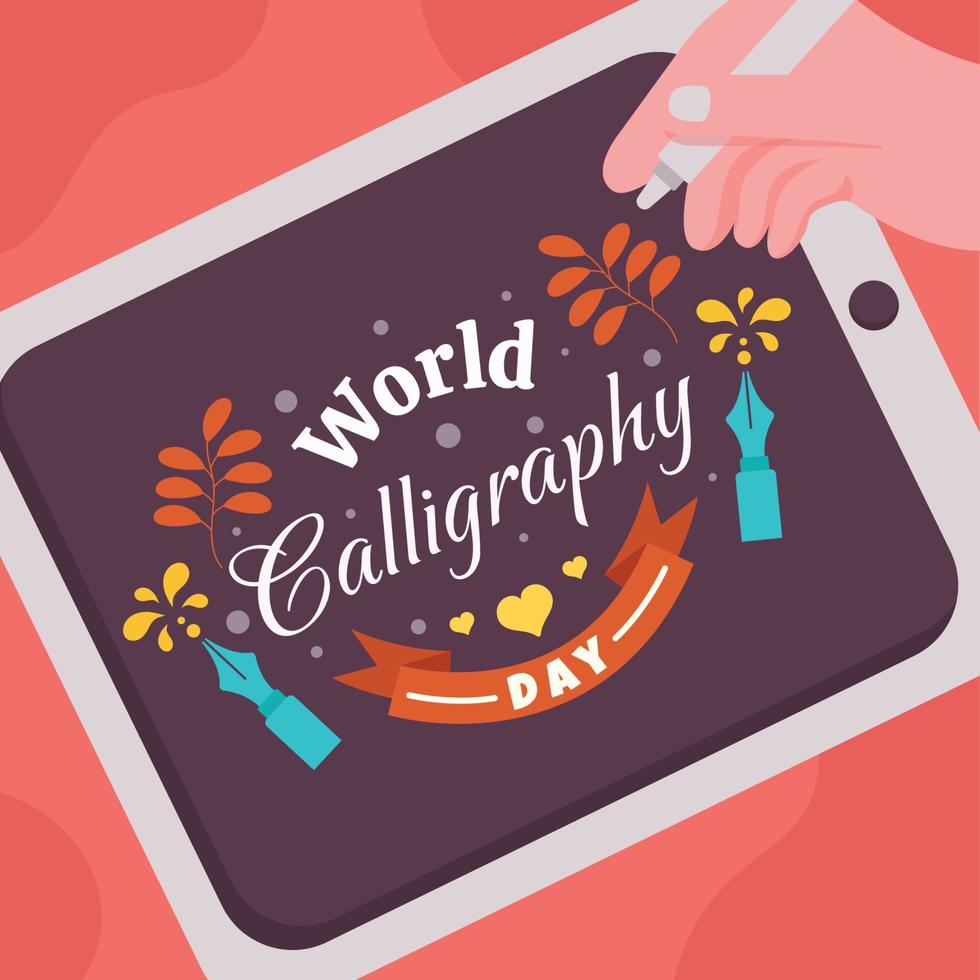 Colorful World Calligraphy Day Concept vector