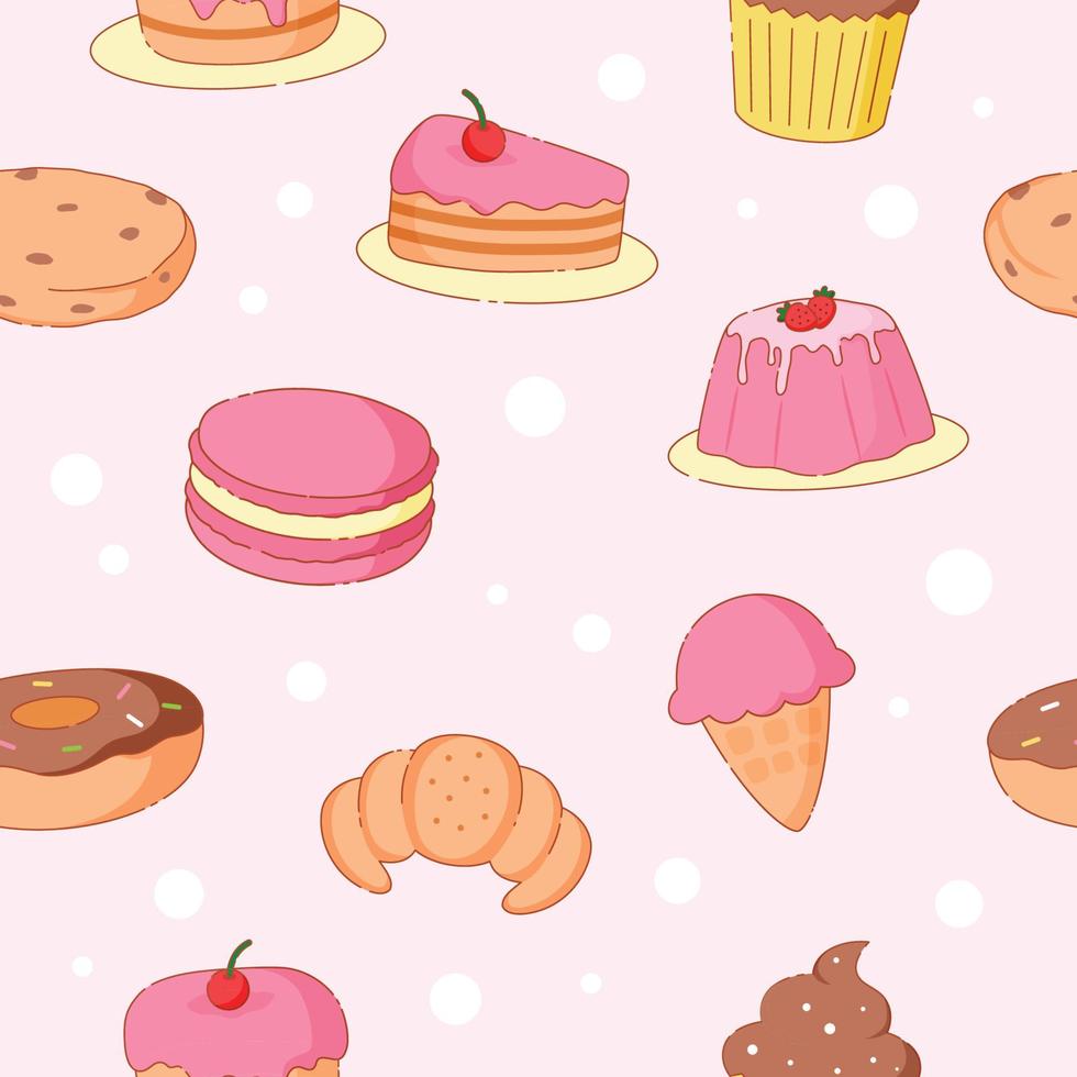 Sweet Dessert Seamless Pattern Background vector