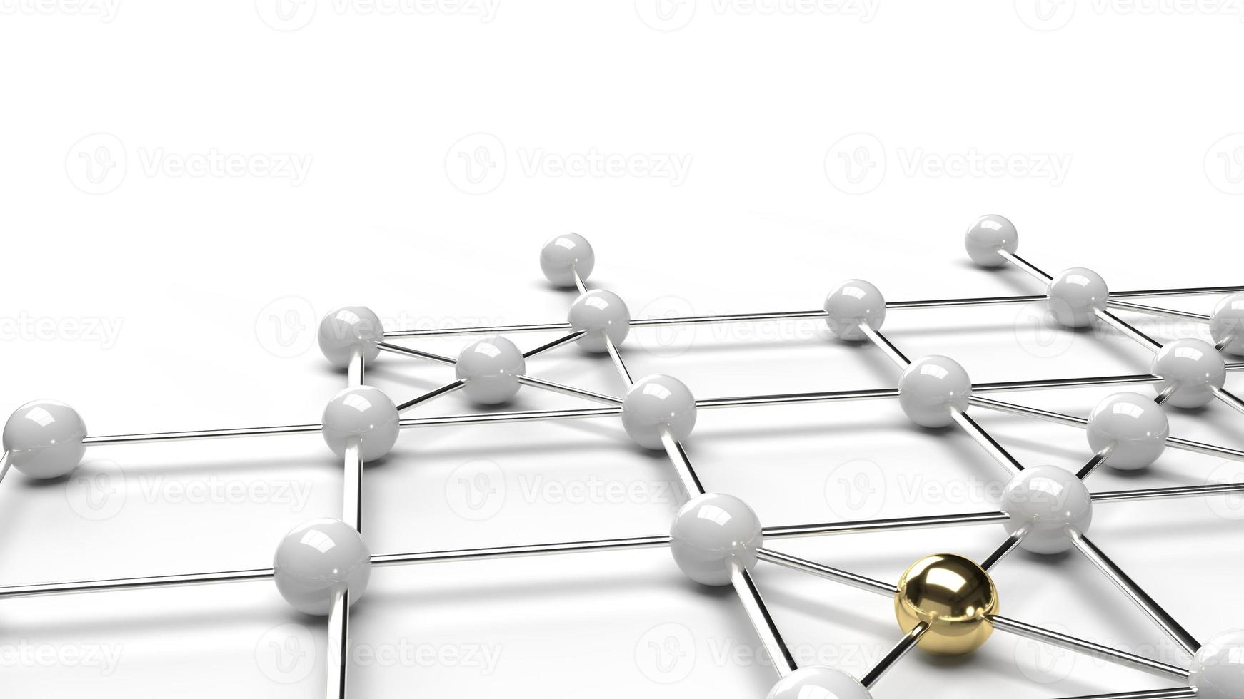 The Abstract design connection design gold and white sphere network structure 3d rendering. photo