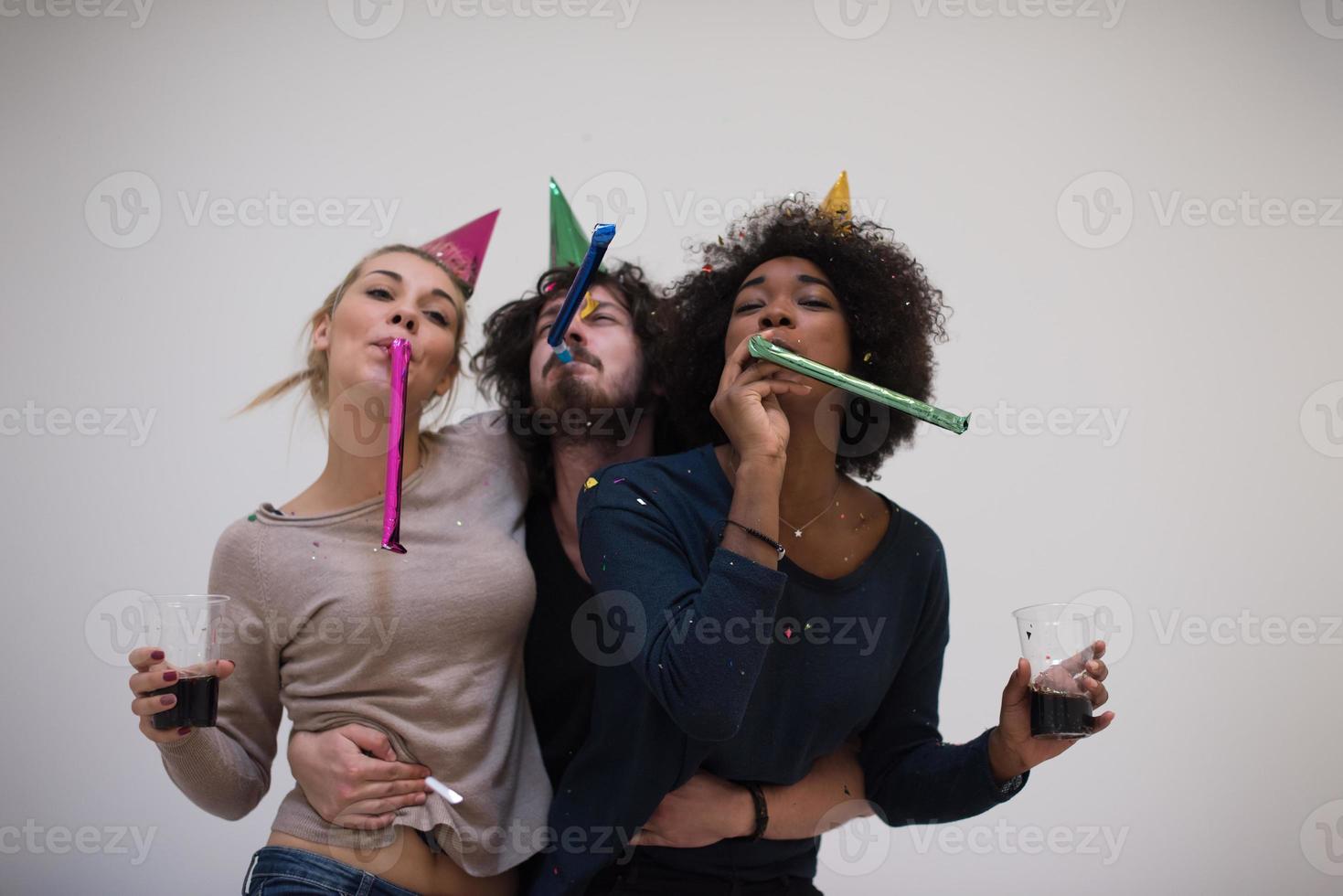 confetti party multiethnic group of people photo