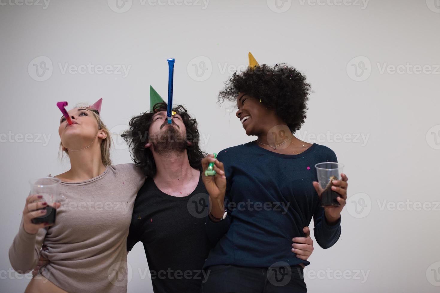 confetti party multiethnic group of people photo
