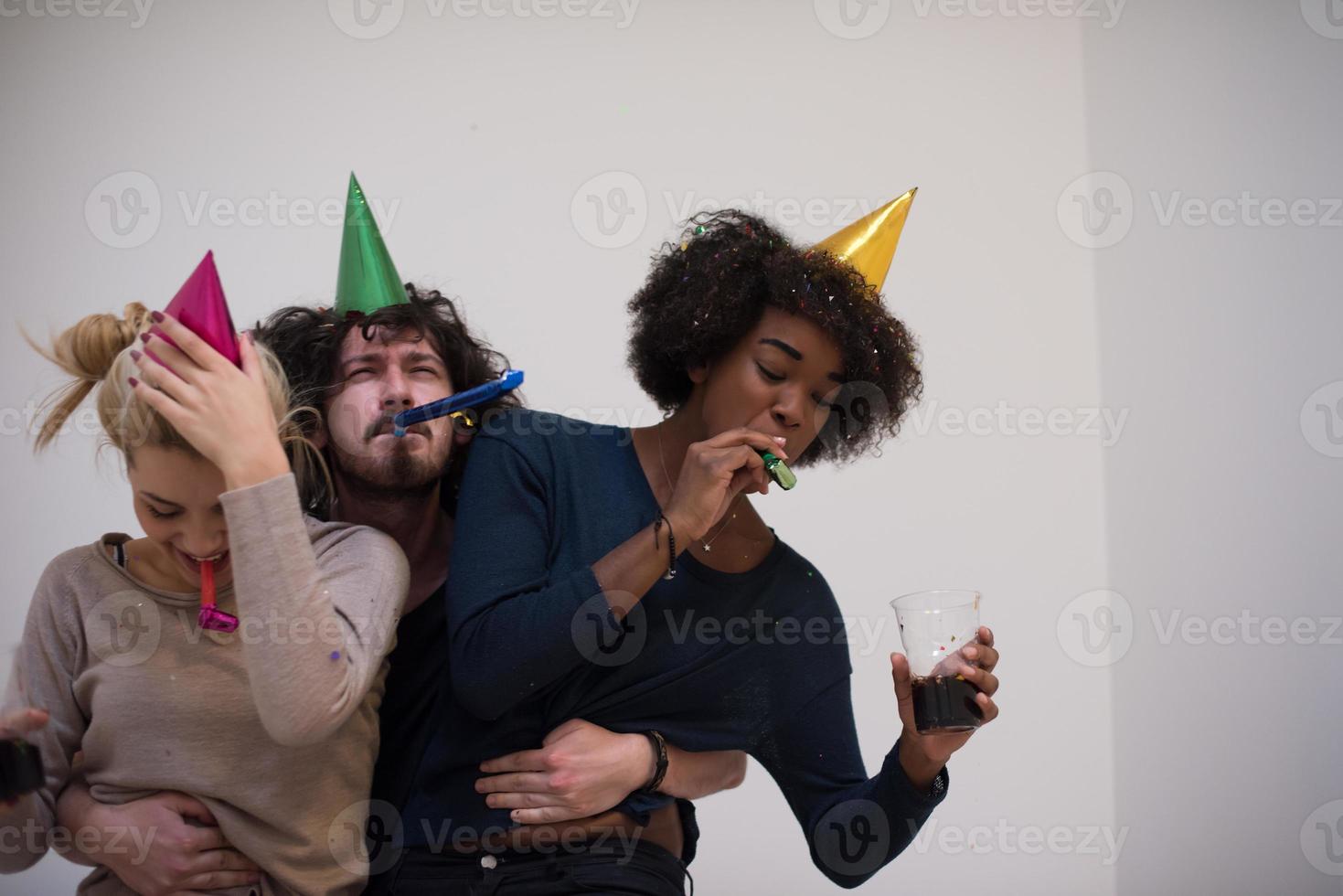 confetti party multiethnic group of people photo