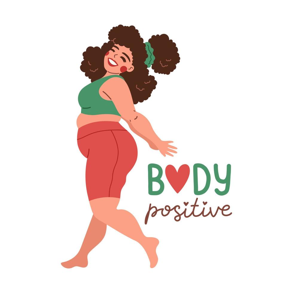 cuerpo positivo ama tu cuerpo cita diseño plano vector ilustración