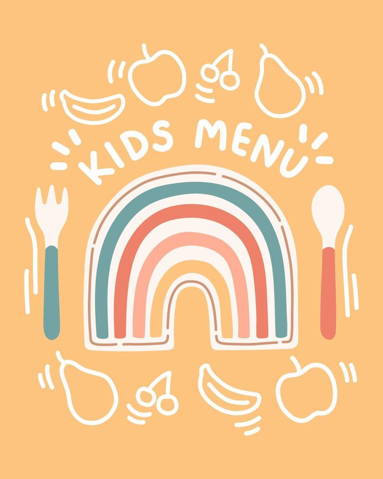 Cute colorful kids meal menu design vector illustration