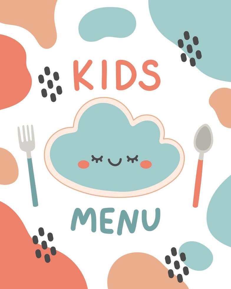 Ilustración de vector de diseño de menú de comida de niños coloridos lindos