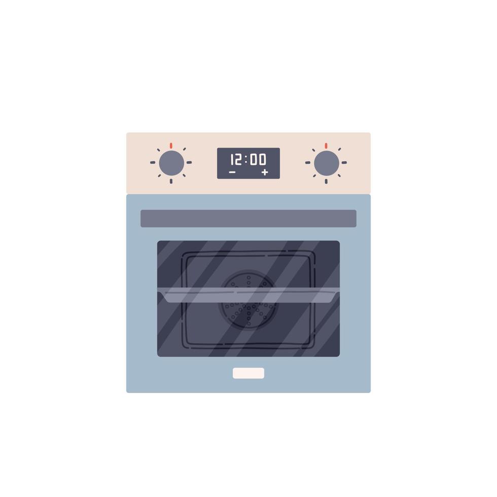 estufa de cocina horno estilo de diseño plano aislado en ilustración de vector de fondo blanco