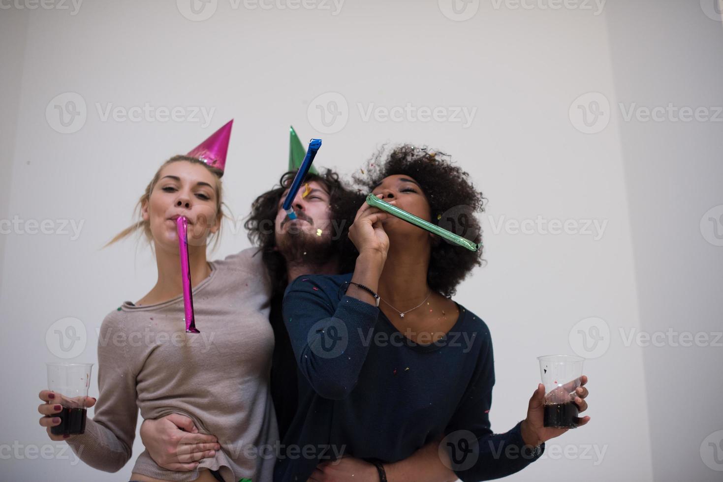 confetti party multiethnic group of people photo