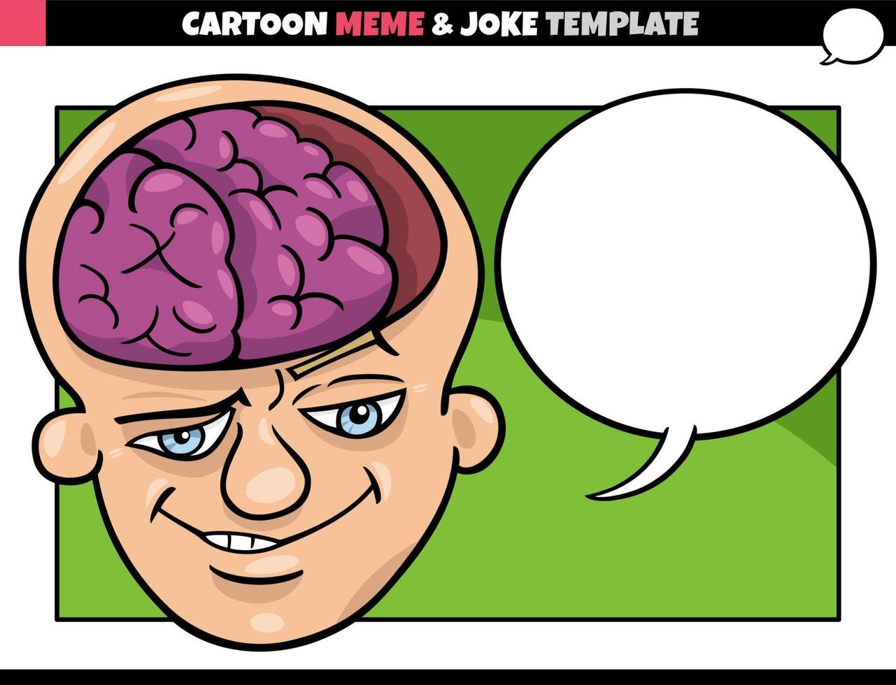 cartoon meme template with brain man vector