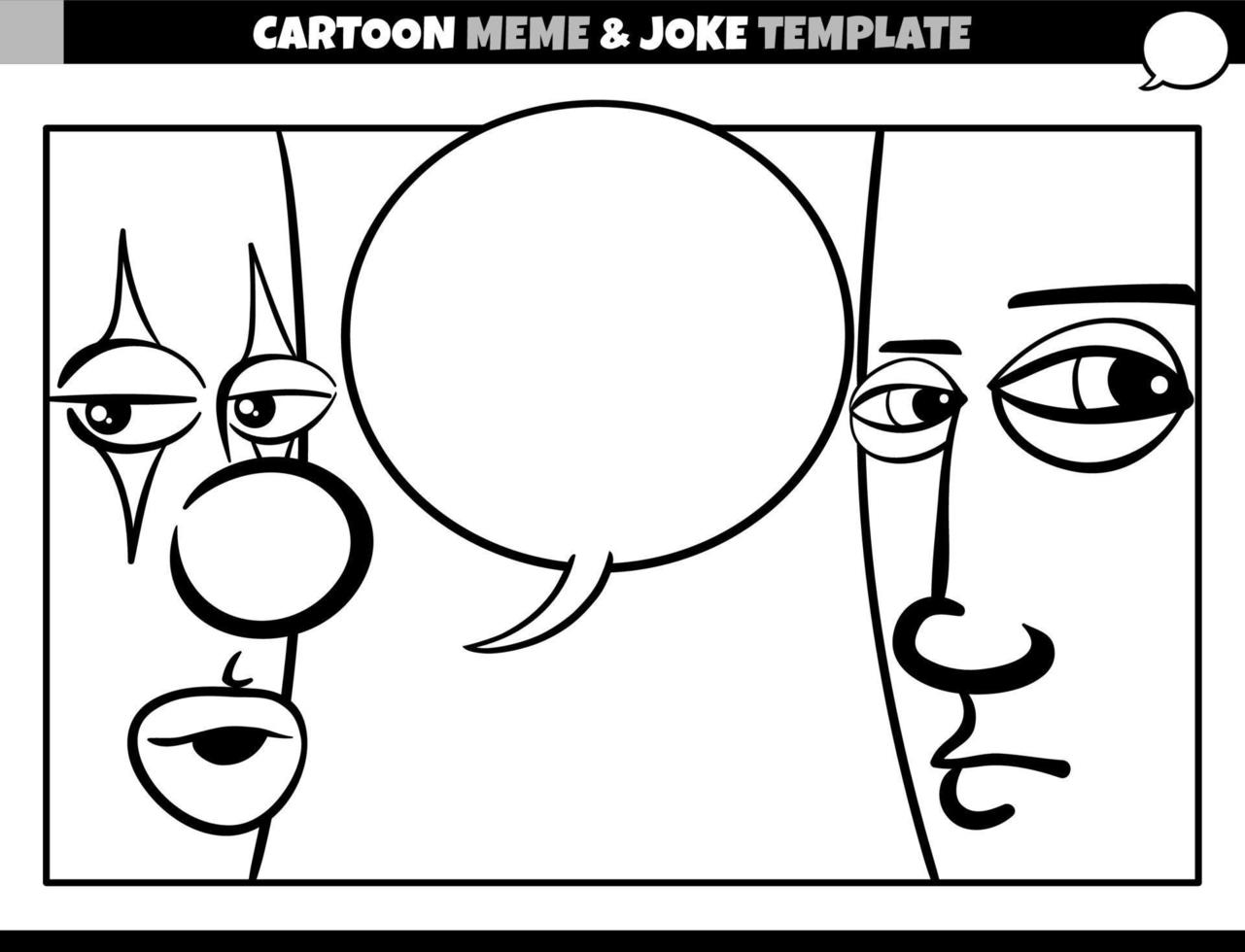 plantilla de meme de dibujos animados en blanco y negro con payaso y hombre vector
