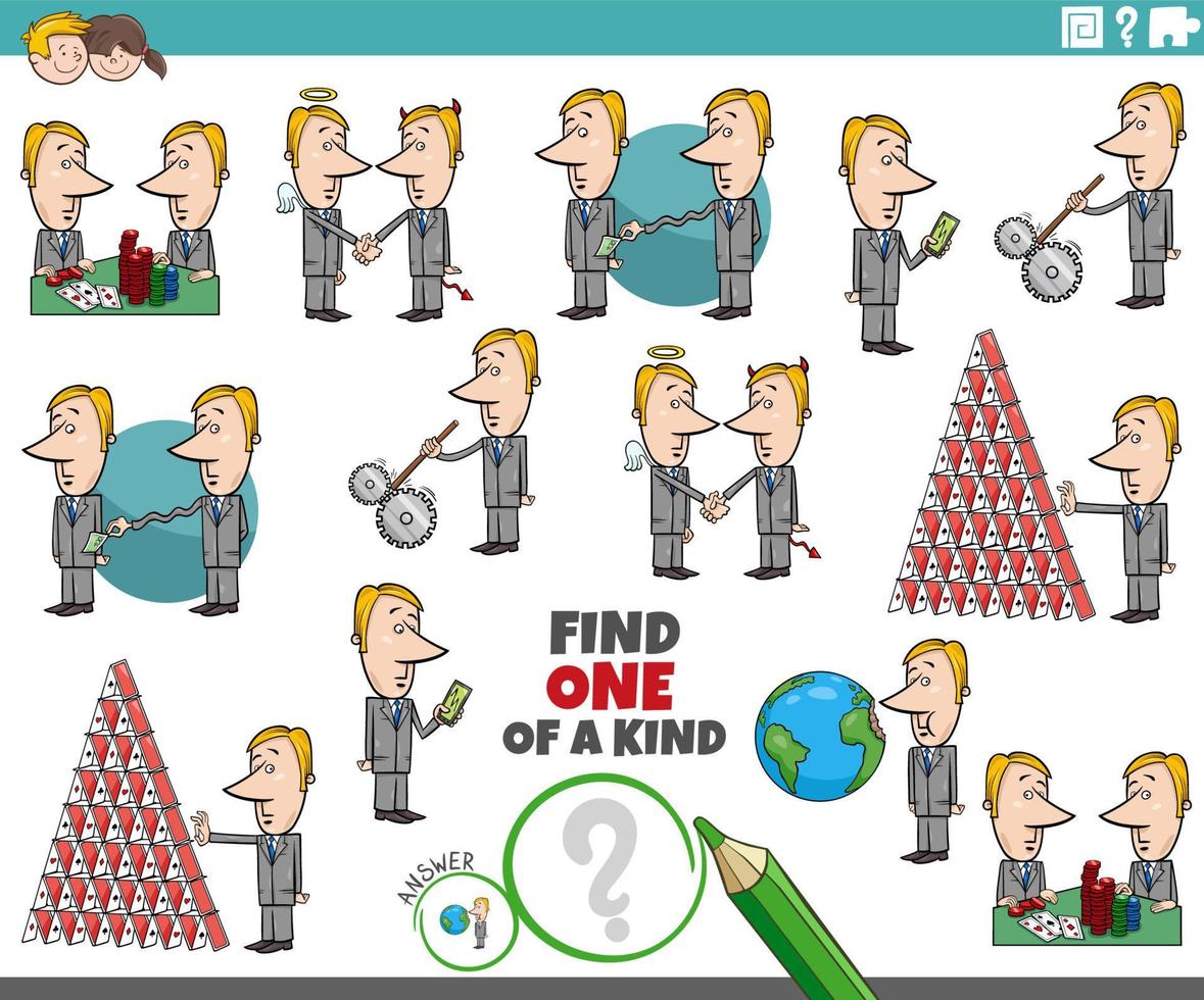 one of a kind game with cartoon businessmen characters vector