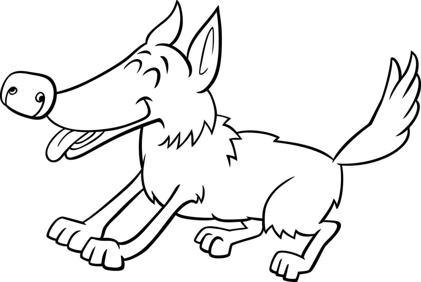 cartoon playful dog animal character coloring page vector
