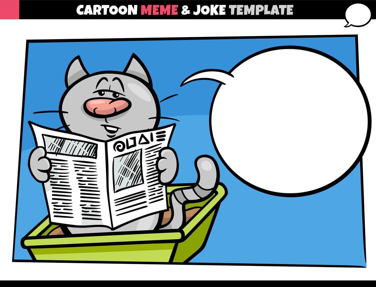 plantilla de meme de dibujos animados con gato en caja de arena vector