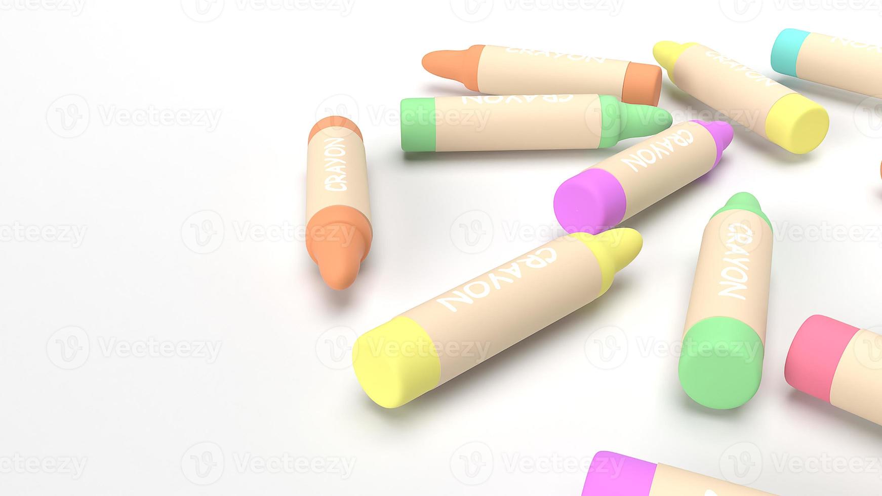 3d rendering crayons  multicoloured  for  kid concept. photo