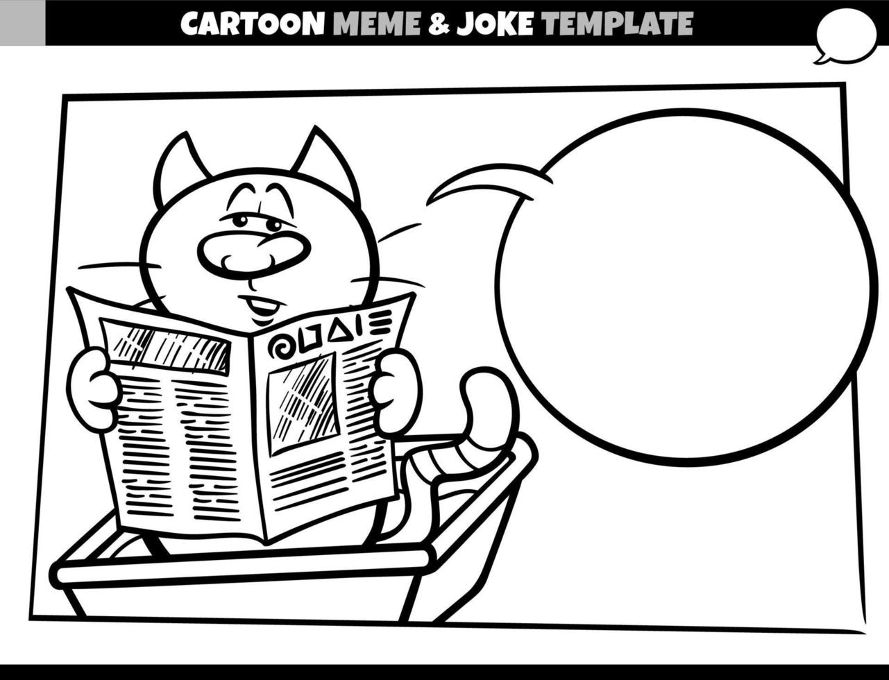 cartoon meme template with cat in litter box vector