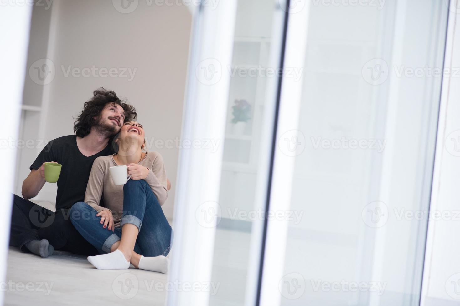 young couple in their new home photo