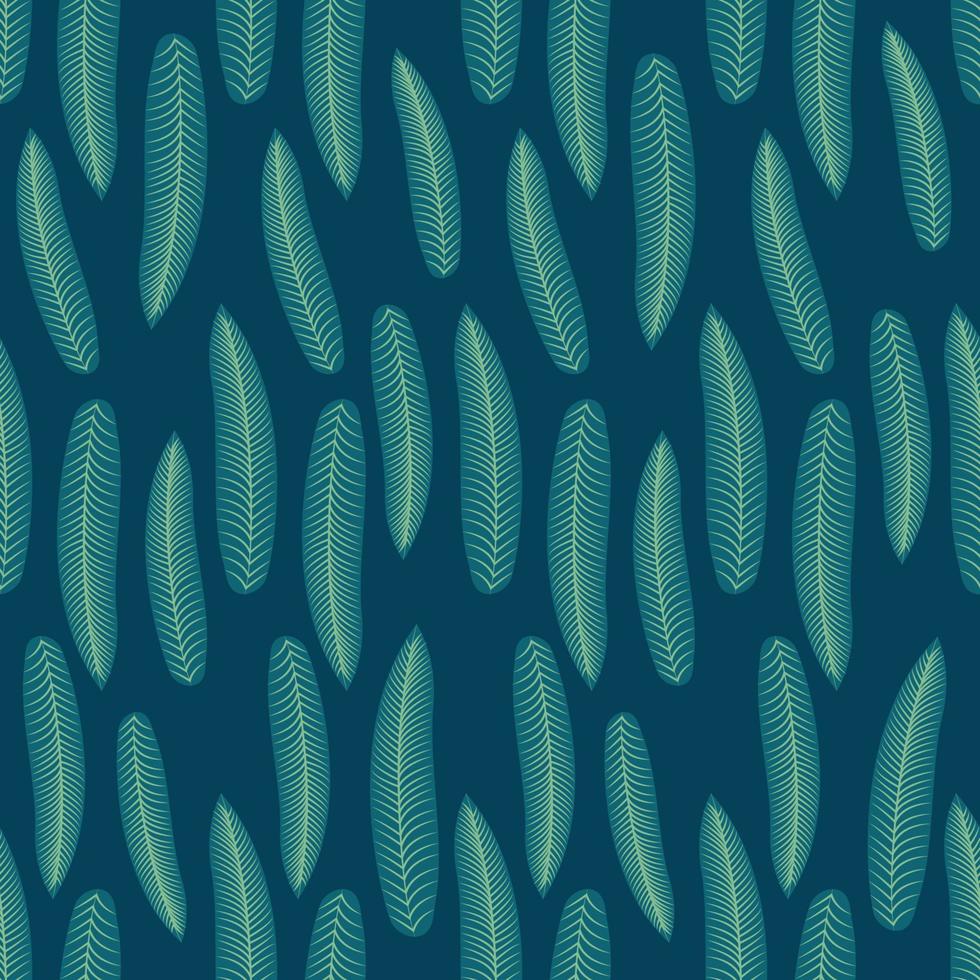 Seamless pattern of tropical leaves on green background. vector