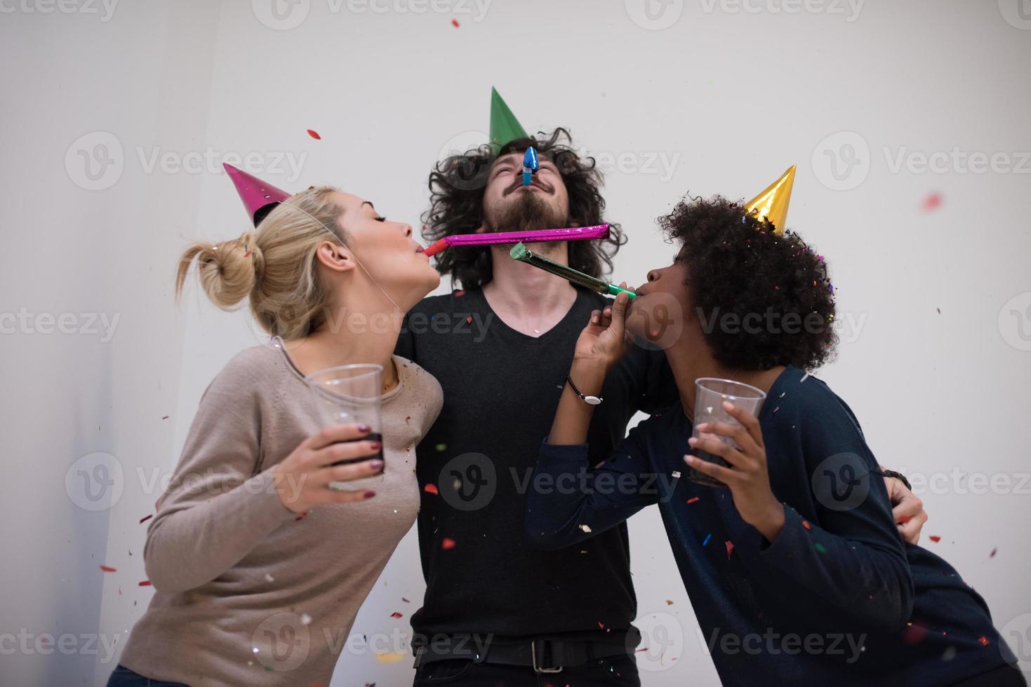 confetti party multiethnic group of people photo