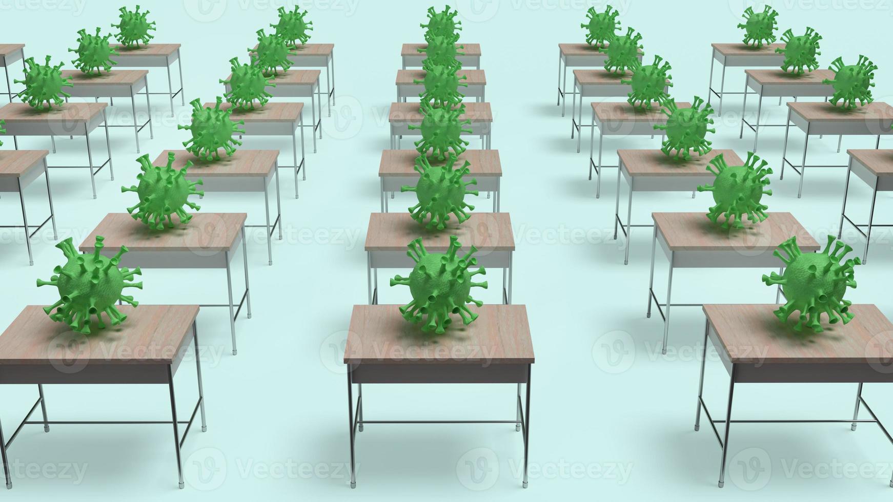 The virus on table in class 3d rendering photo