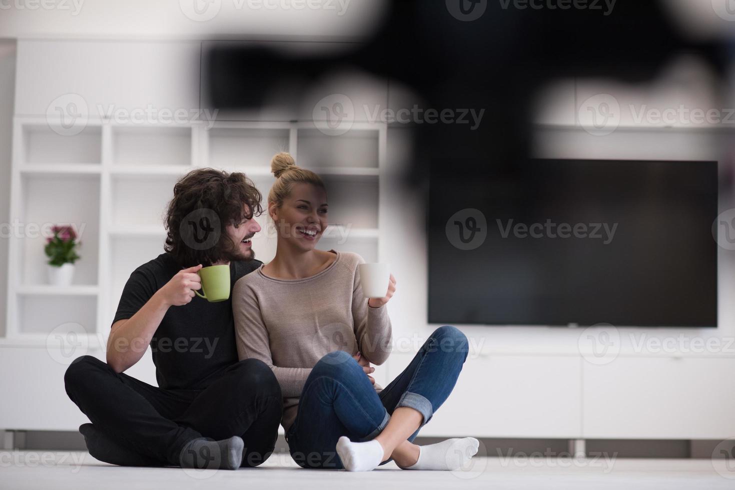 young couple in their new home photo