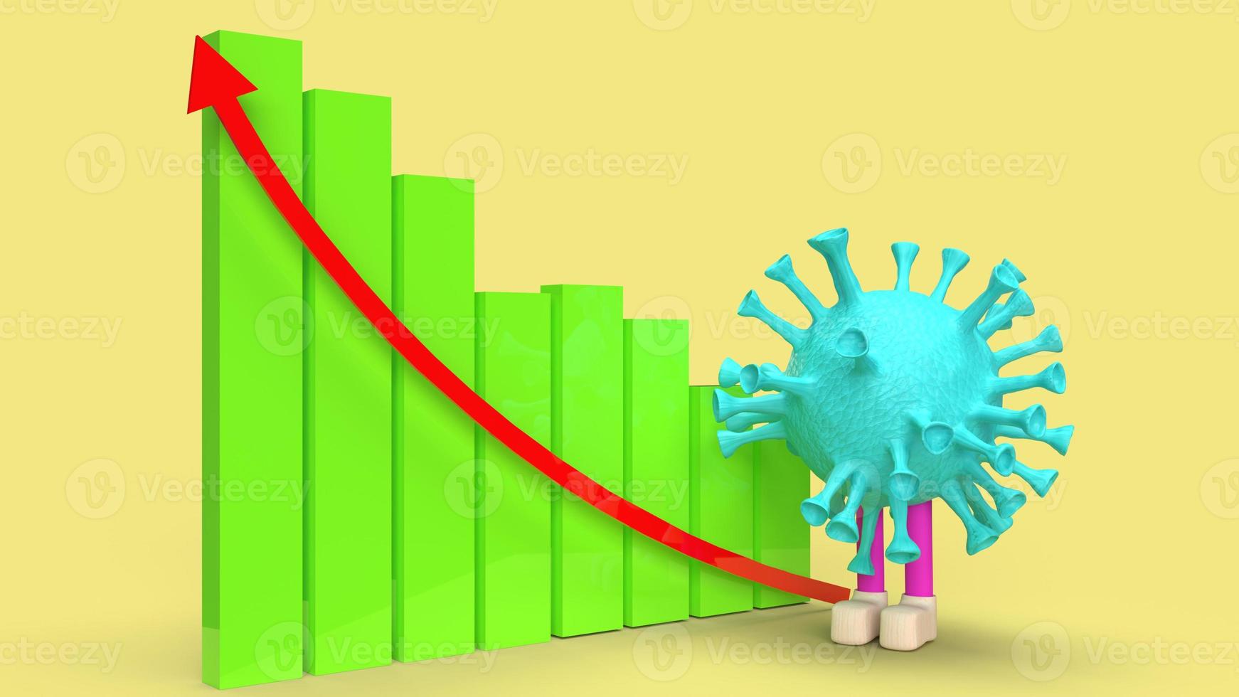 virus chart and arrow multi colour  3d rendering. photo
