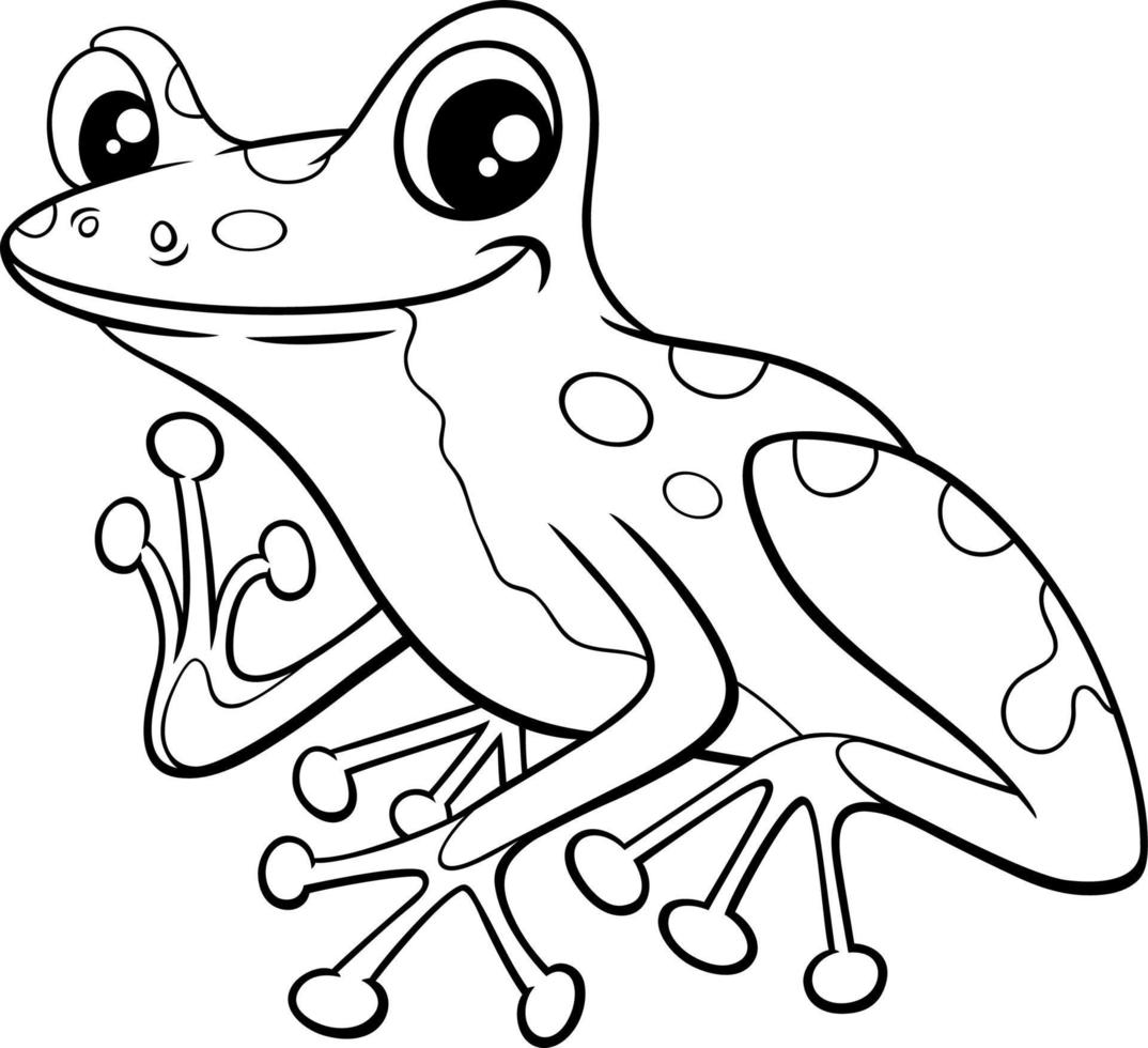 poison dart frog animal character cartoon coloring page vector