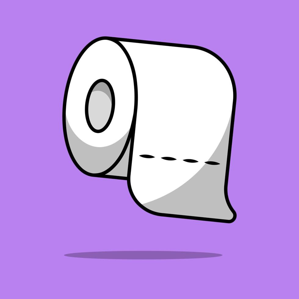 Toilet Tissue Paper Roll Cartoon Vector Icon Illustration. Flat Cartoon