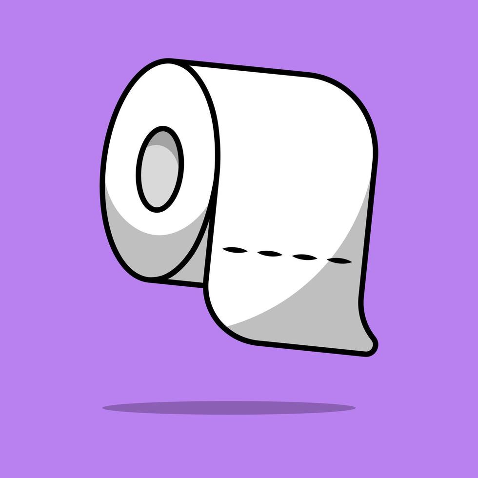 Toilet Tissue Paper Roll Cartoon Vector Icon Illustration. Flat Cartoon Concept