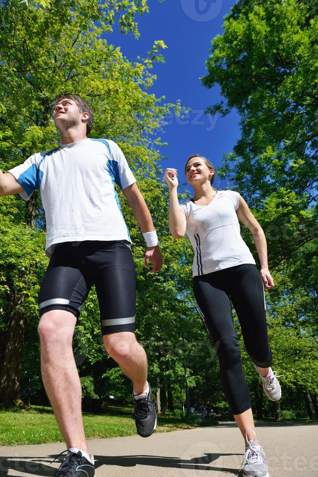 Couple jogging outside photo