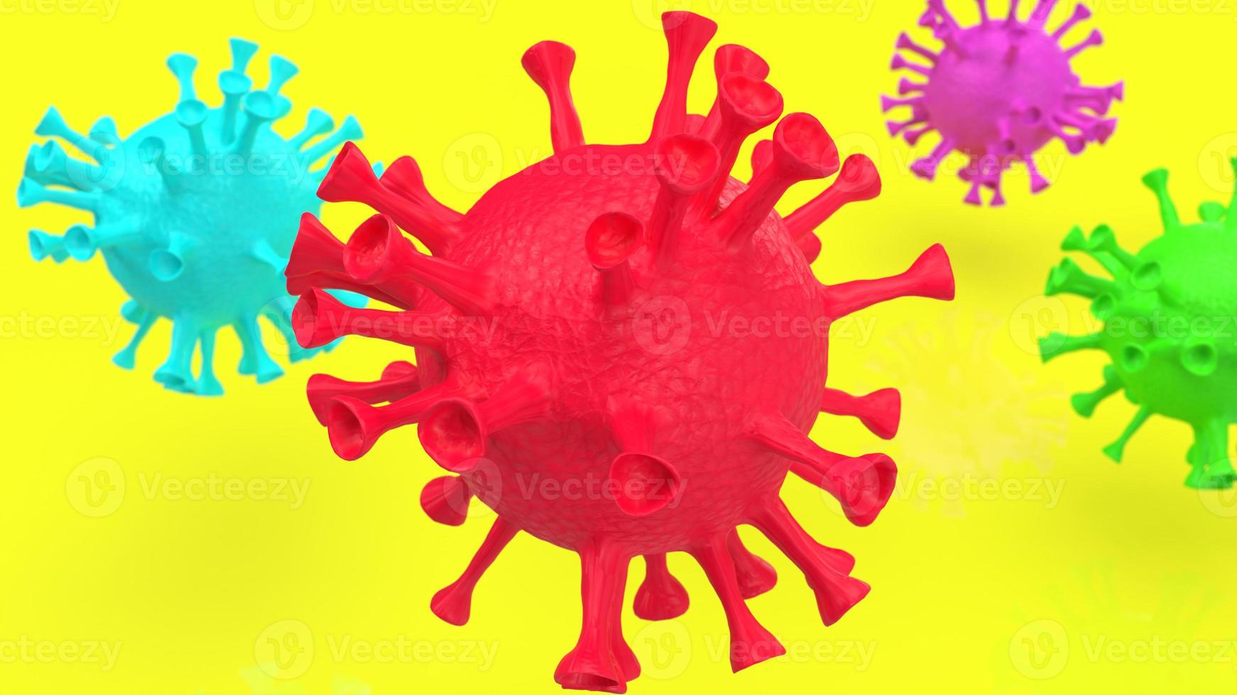 The virus multi color on yellow background for medical content 3d rendering photo