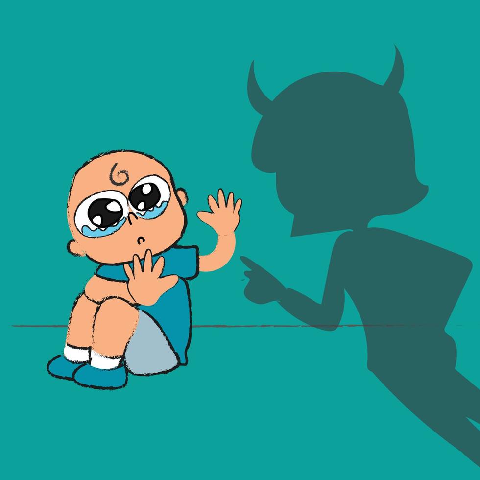 kid abused by his parent, kids sad and scared his mother, stop abusing children, illustrator, vector. vector