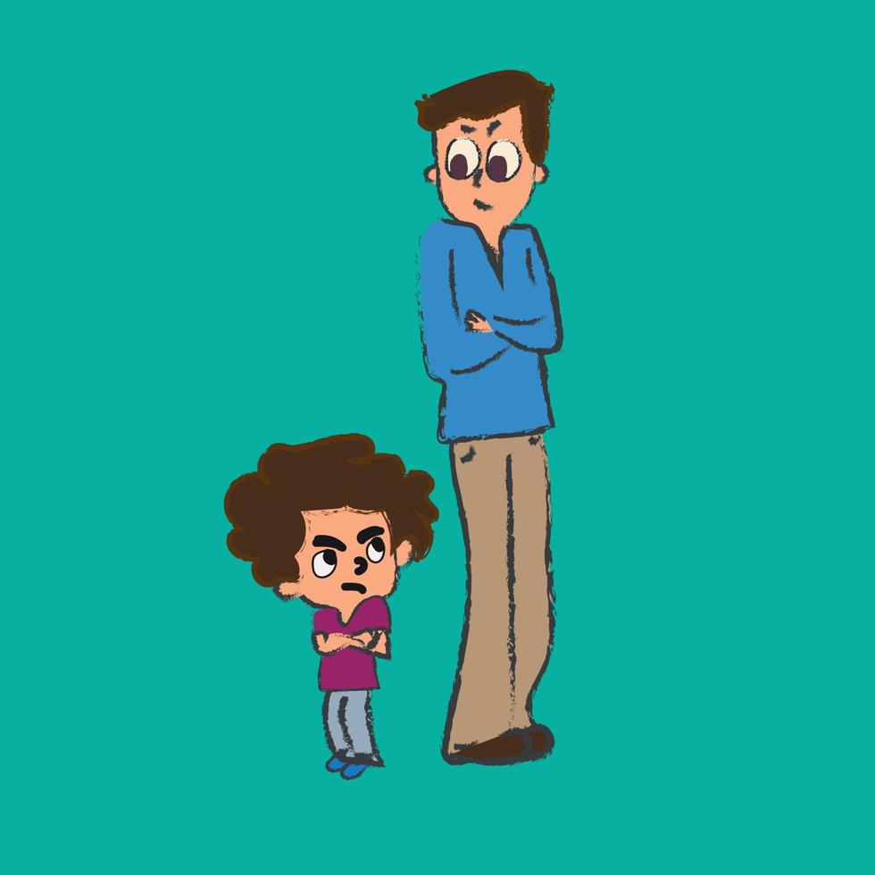 padre e hijo enojados no hablan juntos, vector, ilustración para libro de niños vector