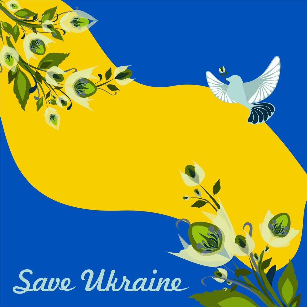 National Ukrainian flag. Concept symbol of help support and no war in the country of Ukraine. Vector isolated illustration.